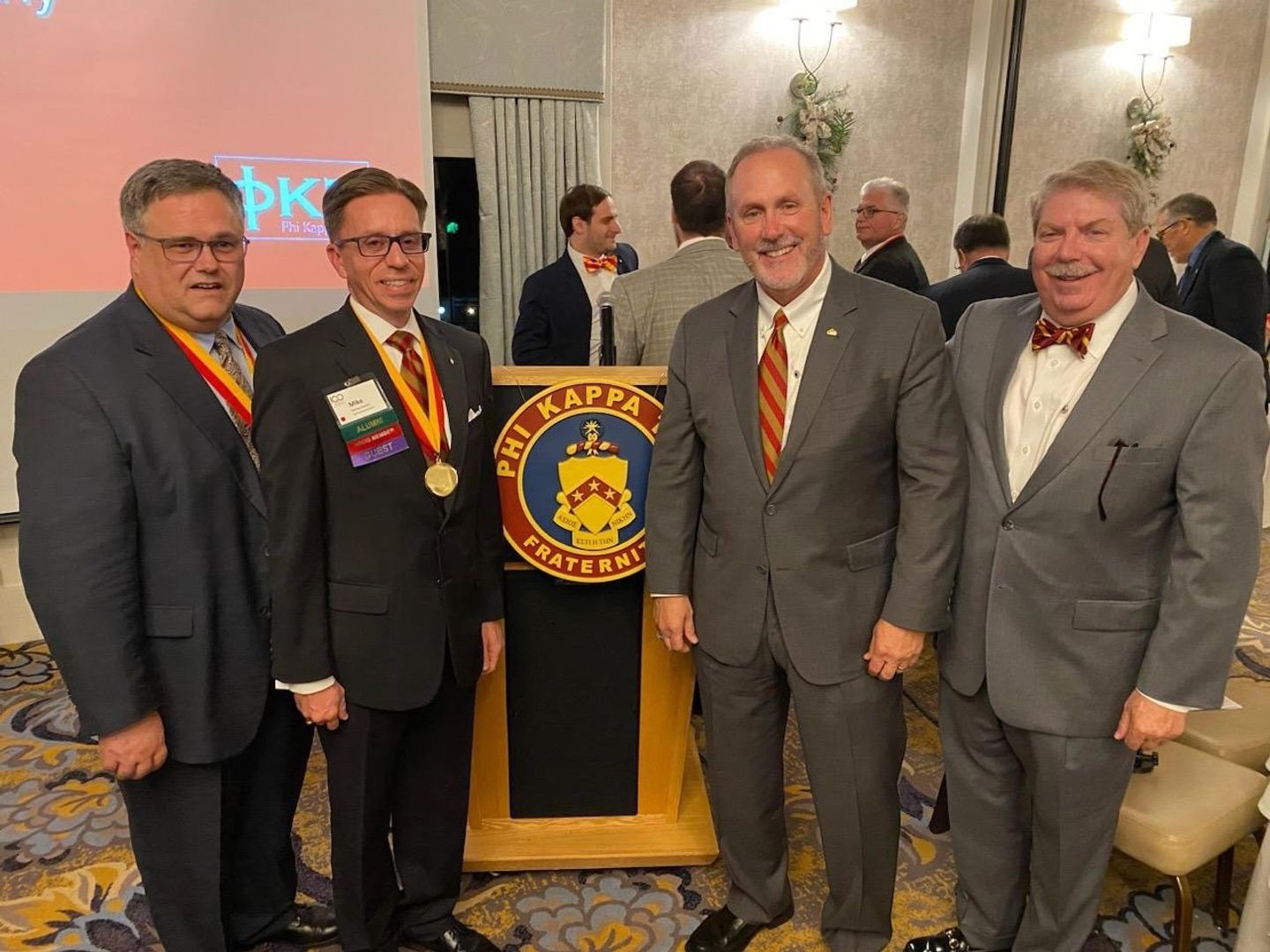 Four National Presidents gathered together. Pictured left to right: Greg Heilmeier, Bethany ’86; Mike Dovilla, Baldwin Wallace ’94; Mike McCrum, Texas State ’75; Charlie Ball, Miami ’82.